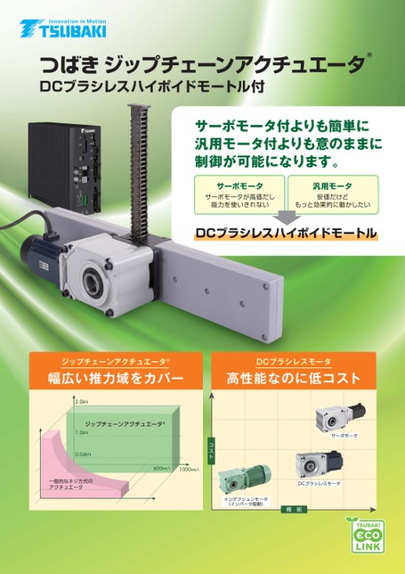 ジップチェーンアクチュエータ DCブラシレスハイポイドモートル付