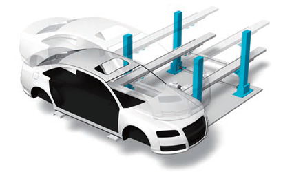 Assembly of automotive frame 