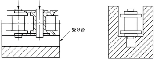 プラコンビを受け台にセットした断面