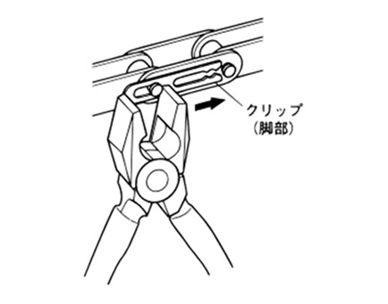 クリップをペンチで止める