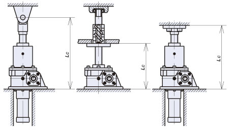 Fixed base - Guided shaft end/Fixed shaft end 