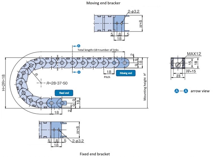 TKP18H15-20W15R28 Detailed Information - Cable Carriers