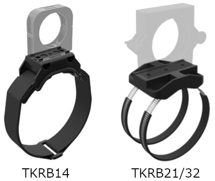 Mounting to curved robot arms using hook-and-loop fasteners or hose bands 