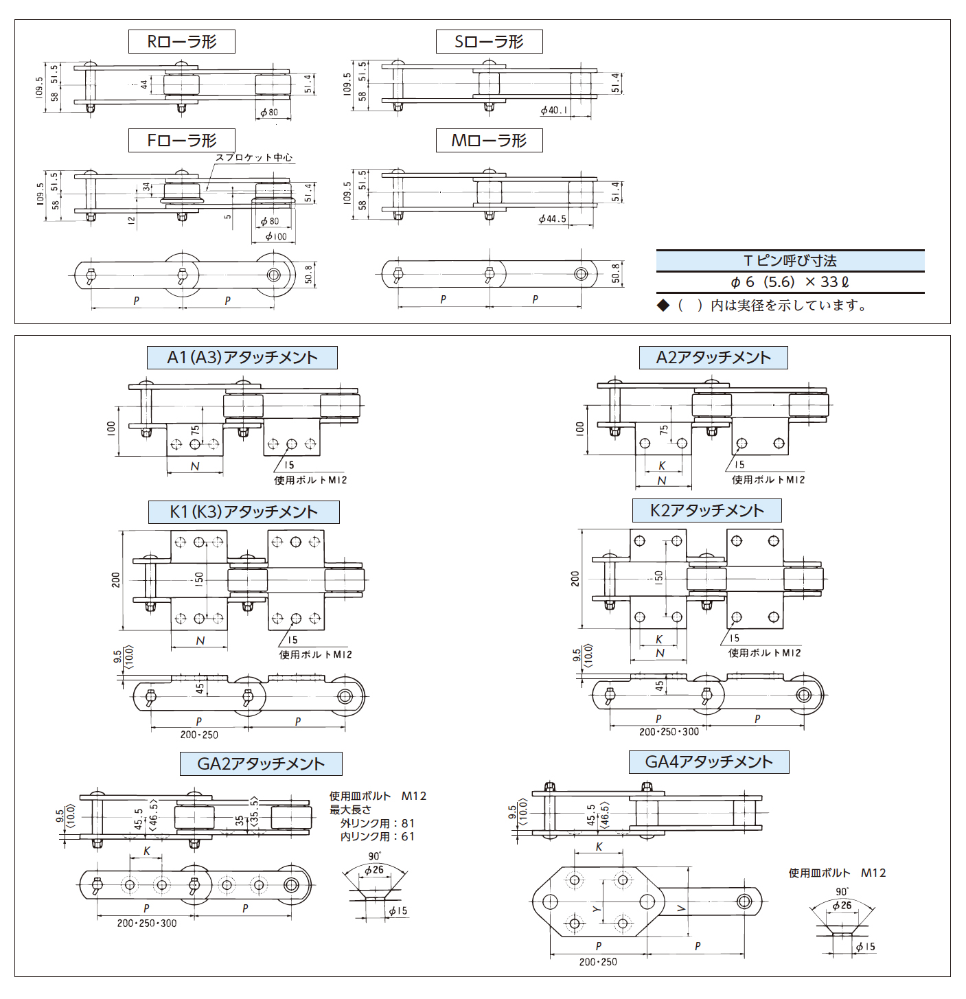RF17200S-DT 詳細情報 - 大形コンベヤチェーンDT仕様