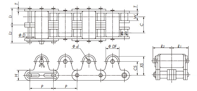 RF2100S-TR Detailed Information - Double Pitch Chain with