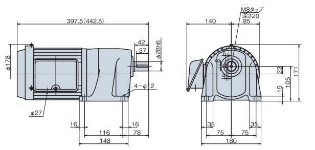G3LB-28-20-075 ギアモータ 三菱電機 GM-SHYPFB-RH 0.75kW 1/20 200V 