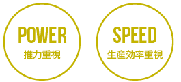 推力重視生産効率重視