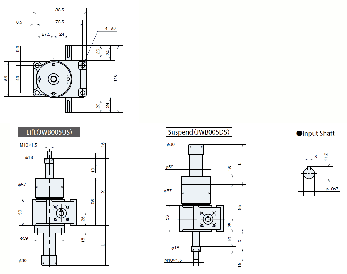 JWB005USH1 Detailed Information Linipower Jack Ball screw type