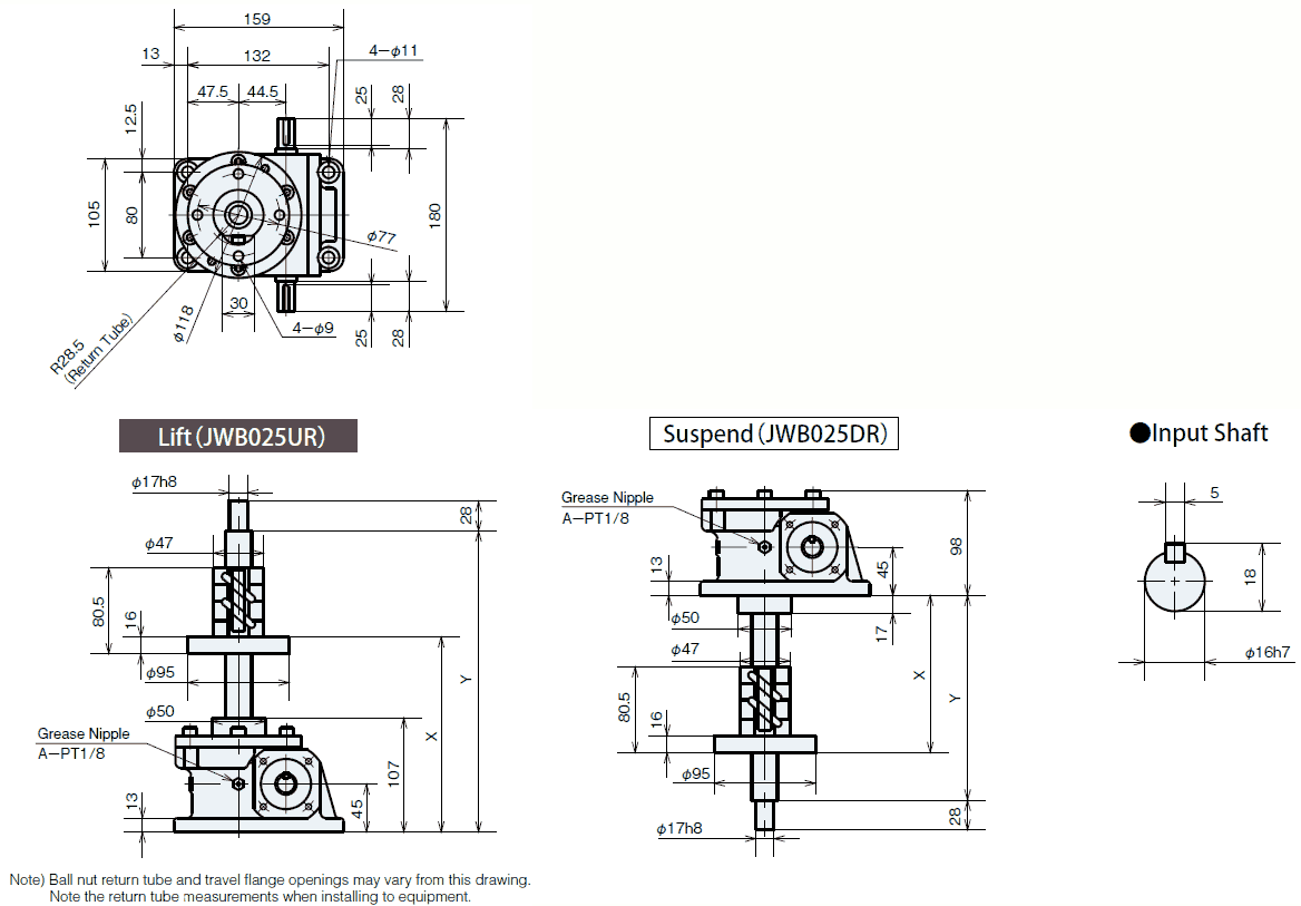 JWB025DRH4U Detailed Information Linipower Jack Ball screw type