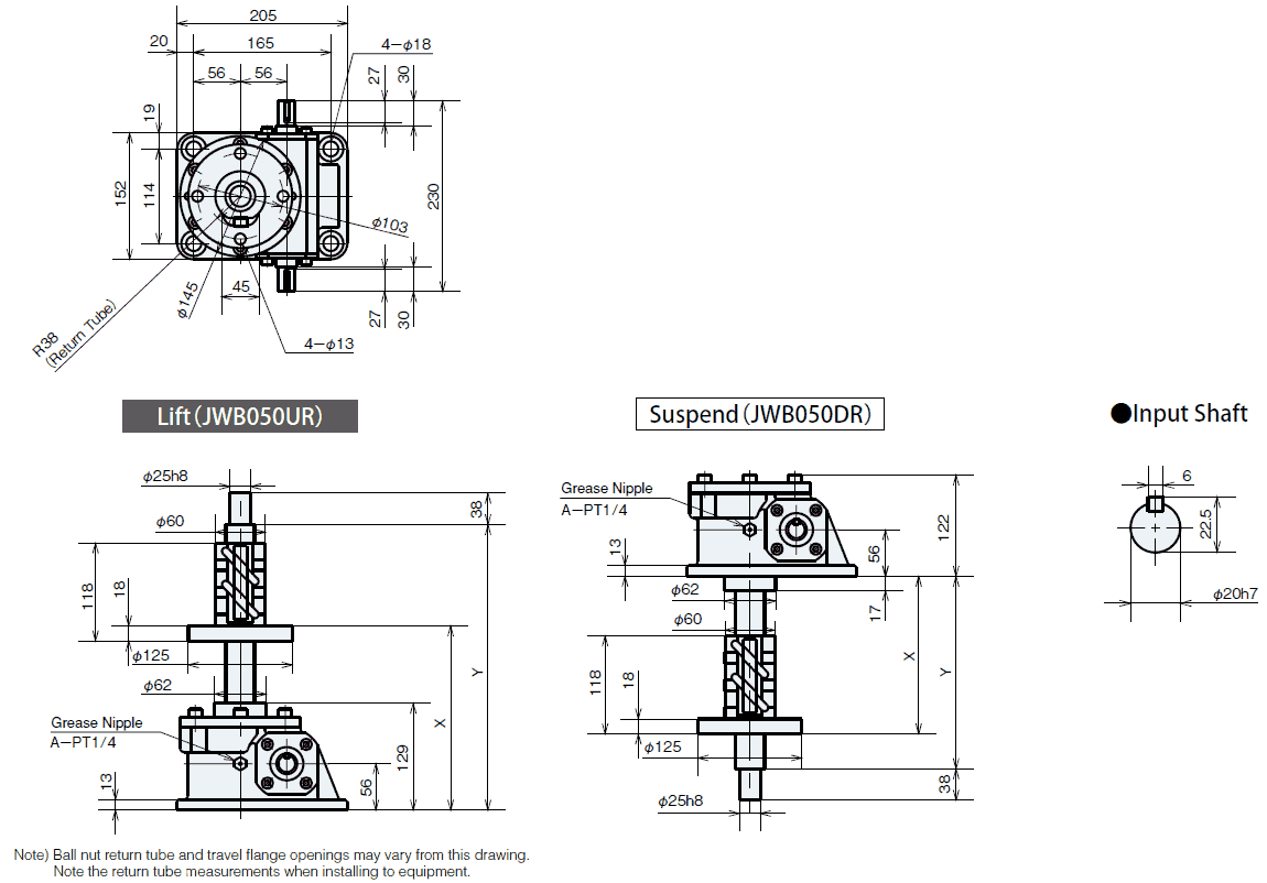 JWB050DRH3U Detailed Information - Linipower Jack: Ball screw type ...