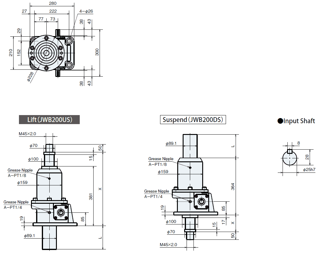 JWB200USH1 Detailed Information Linipower Jack Ball screw type