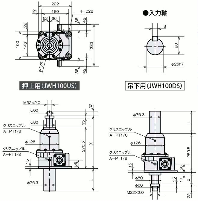 JWH100DSH15 詳細情報 - リニパワージャッキ ハイリードボールネジ